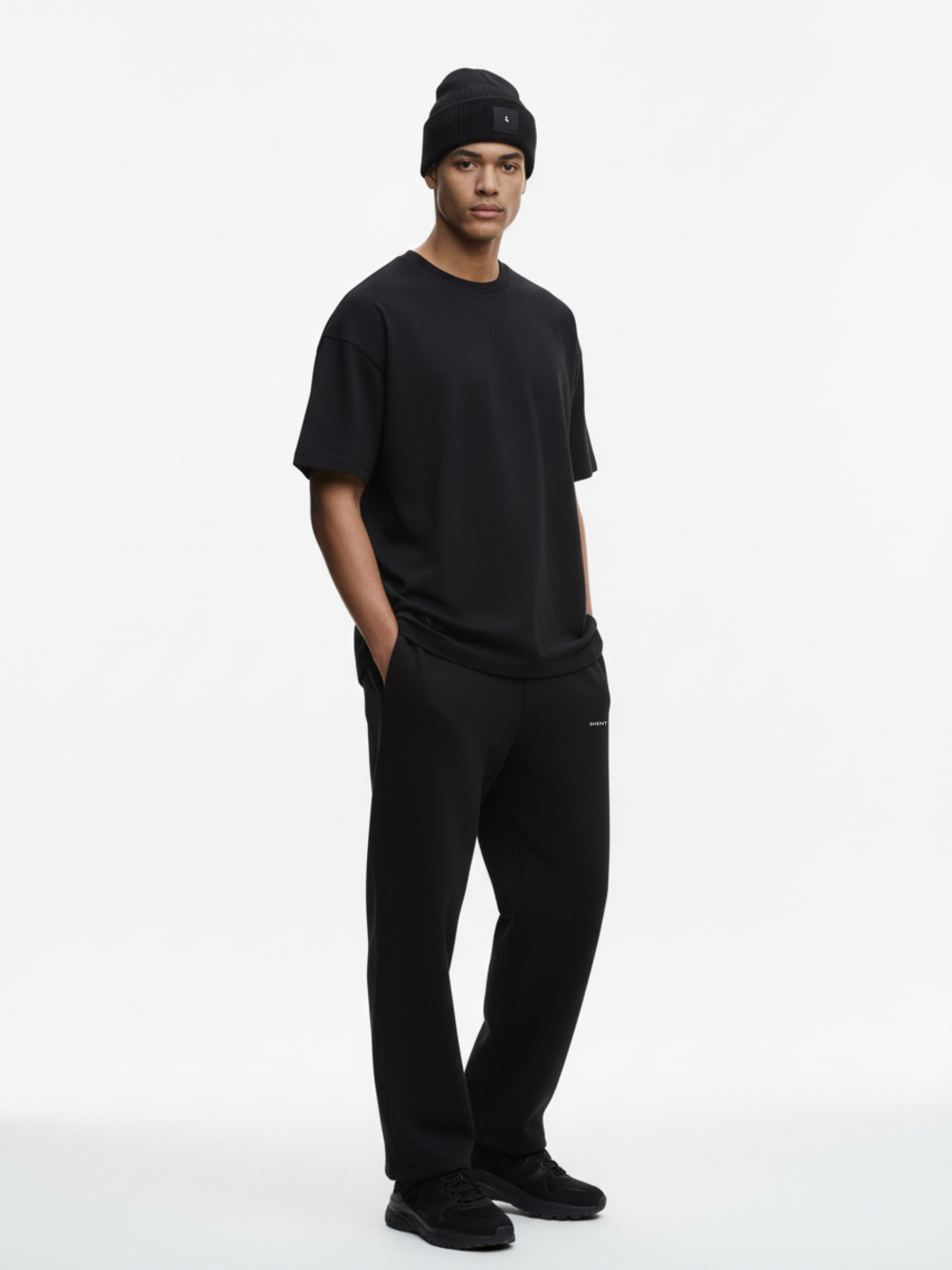 Pantalone Tuta Open Leg Unisex Cotone Bio - Nero | Shenty