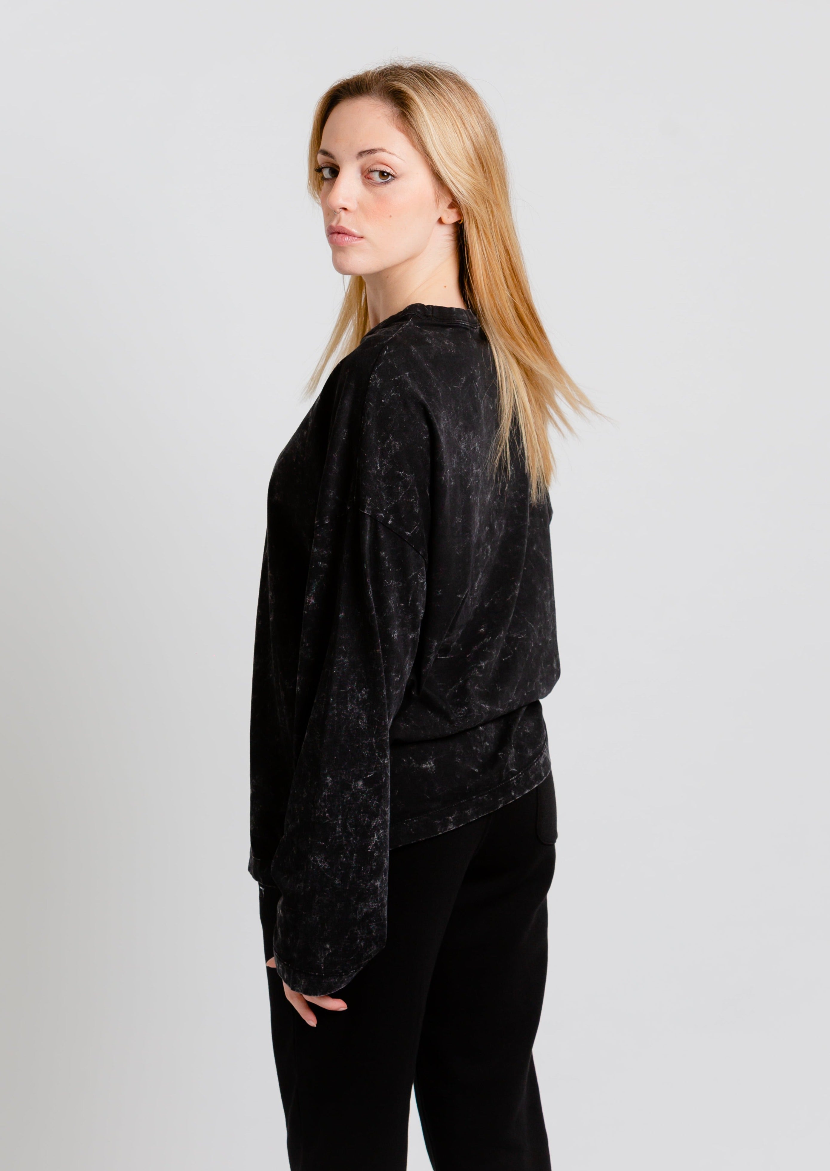 T-shirt cotone organico manica lunga Black Marble 7