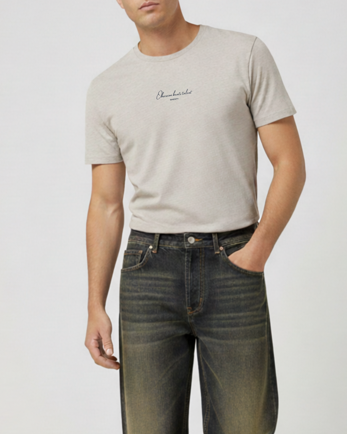 #28 T-shirt Recycled "Obsession Beats Talent"