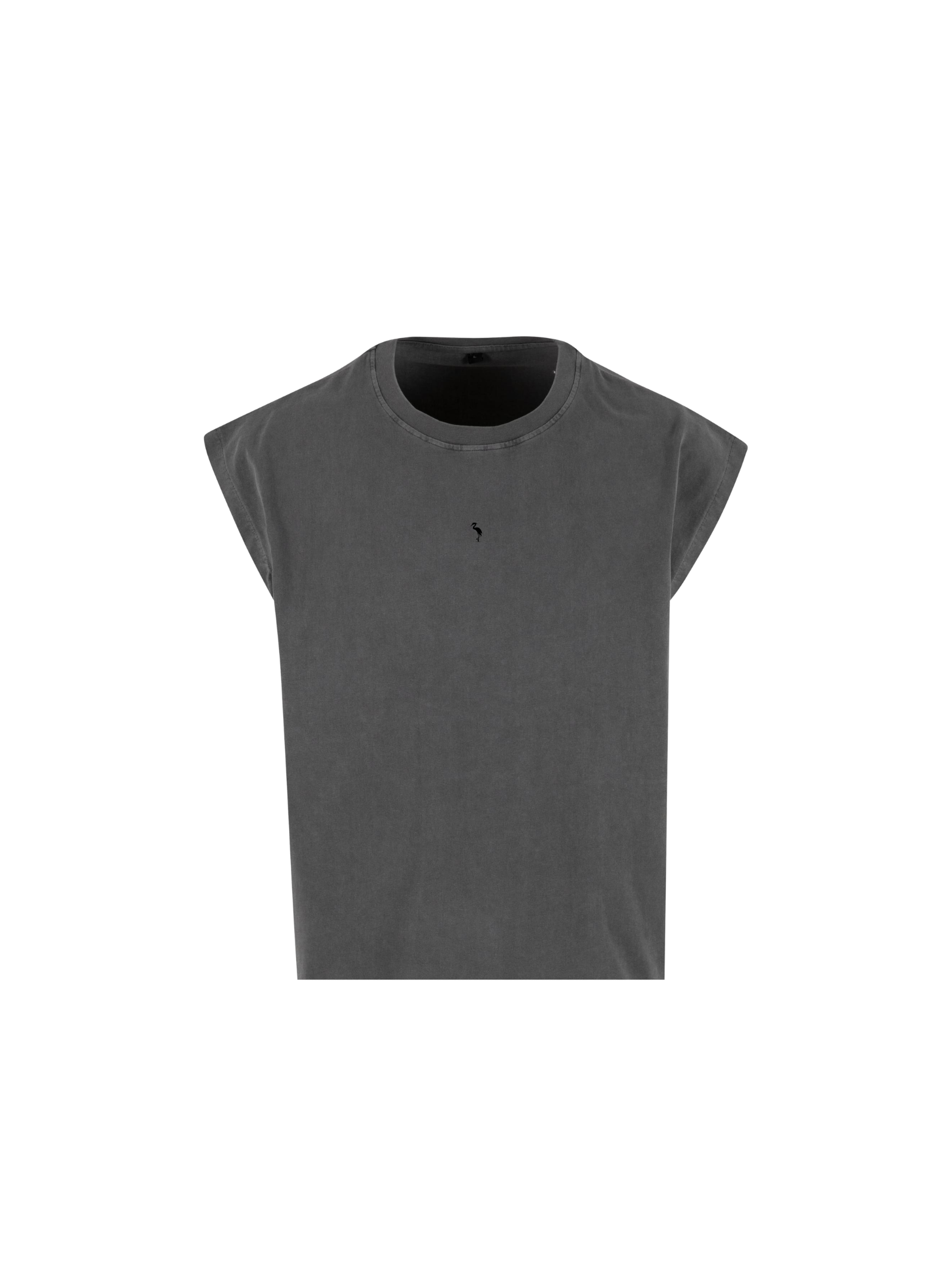 T-shirt Cropped  Bio senza maniche - Antracite Slavato