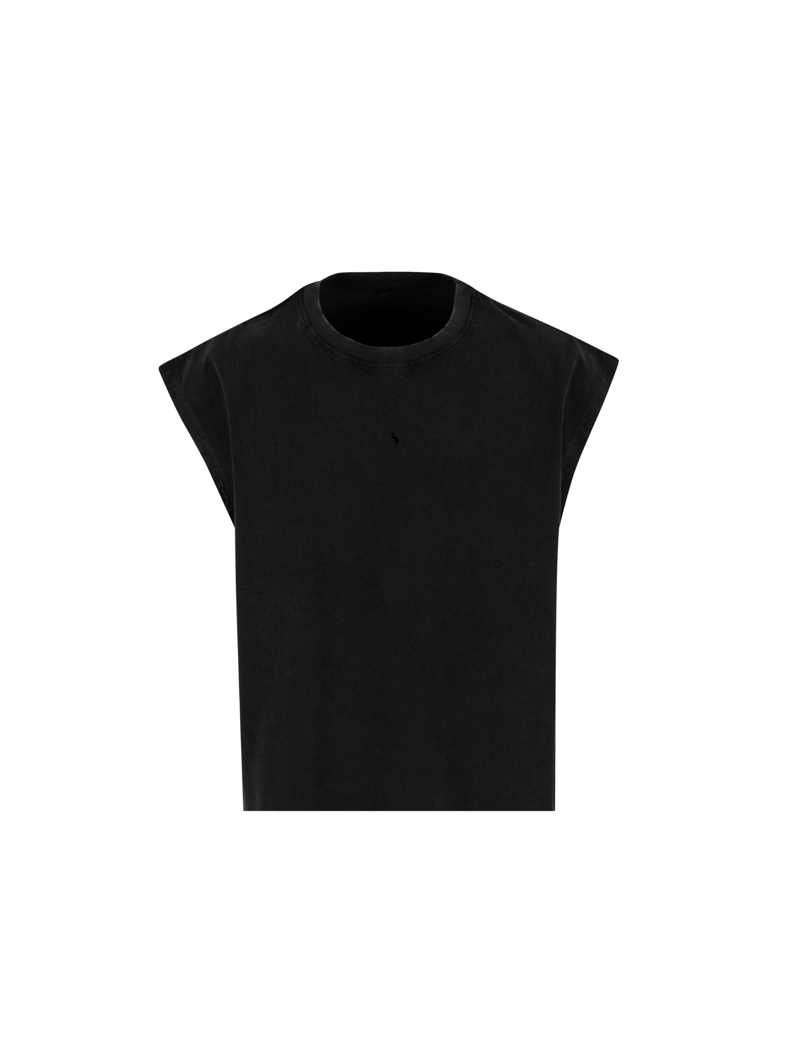 T-shirt Cropped  Bio senza maniche - Nero Slavato