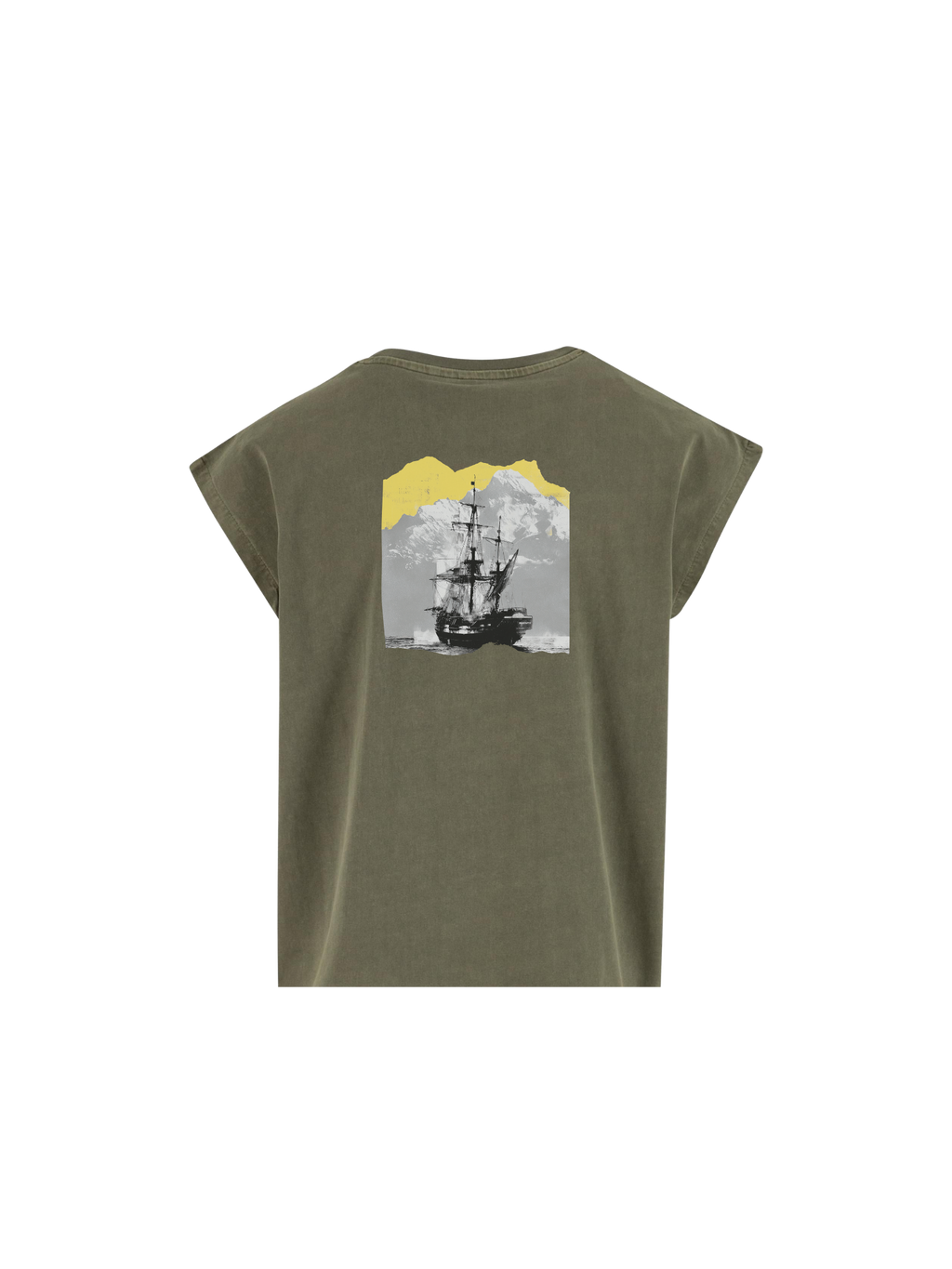 #42 T-shirt Cropped Oversized "Faded Boat"