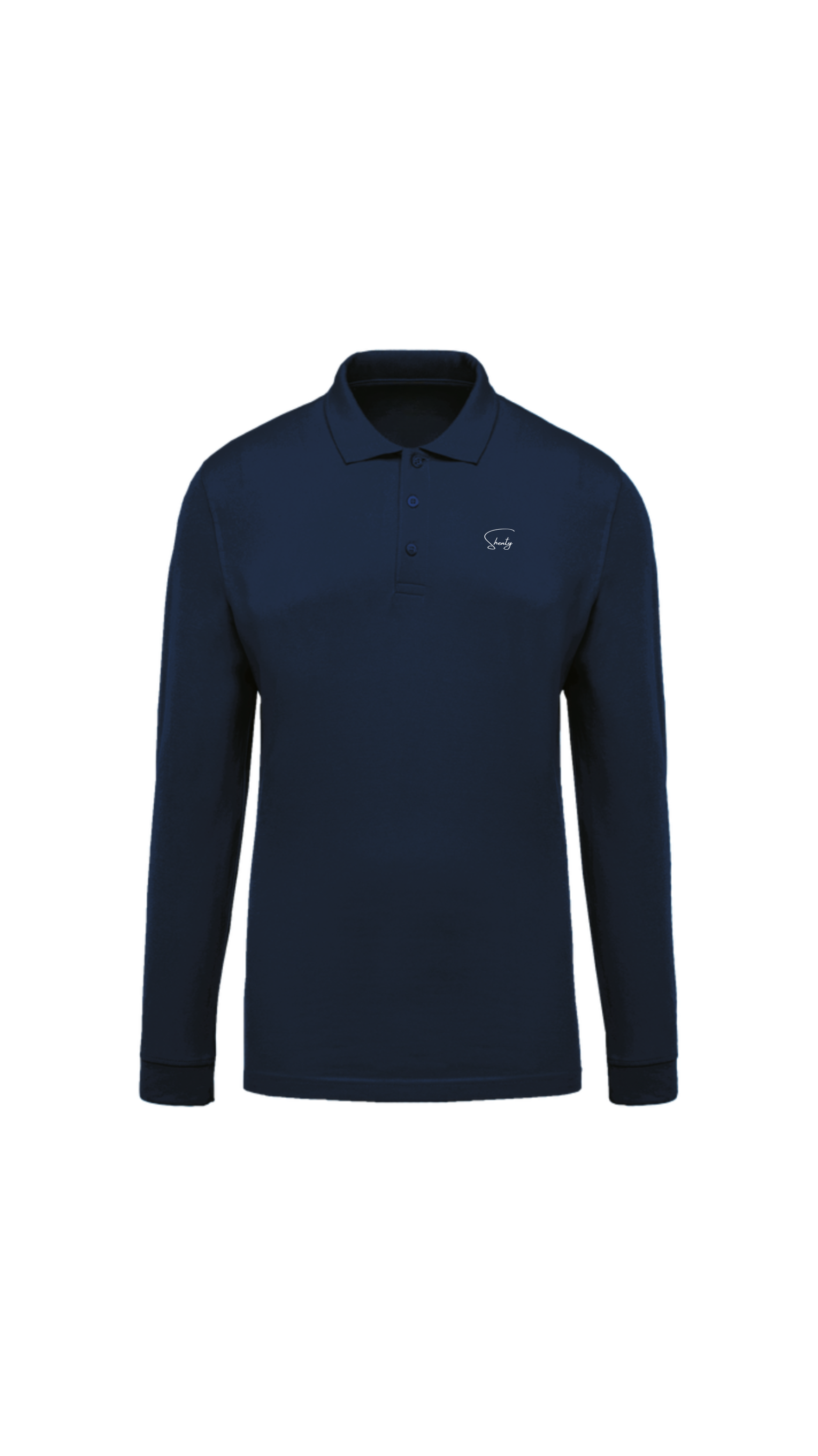 Organic Long Sleeve Polo - Navy Blue