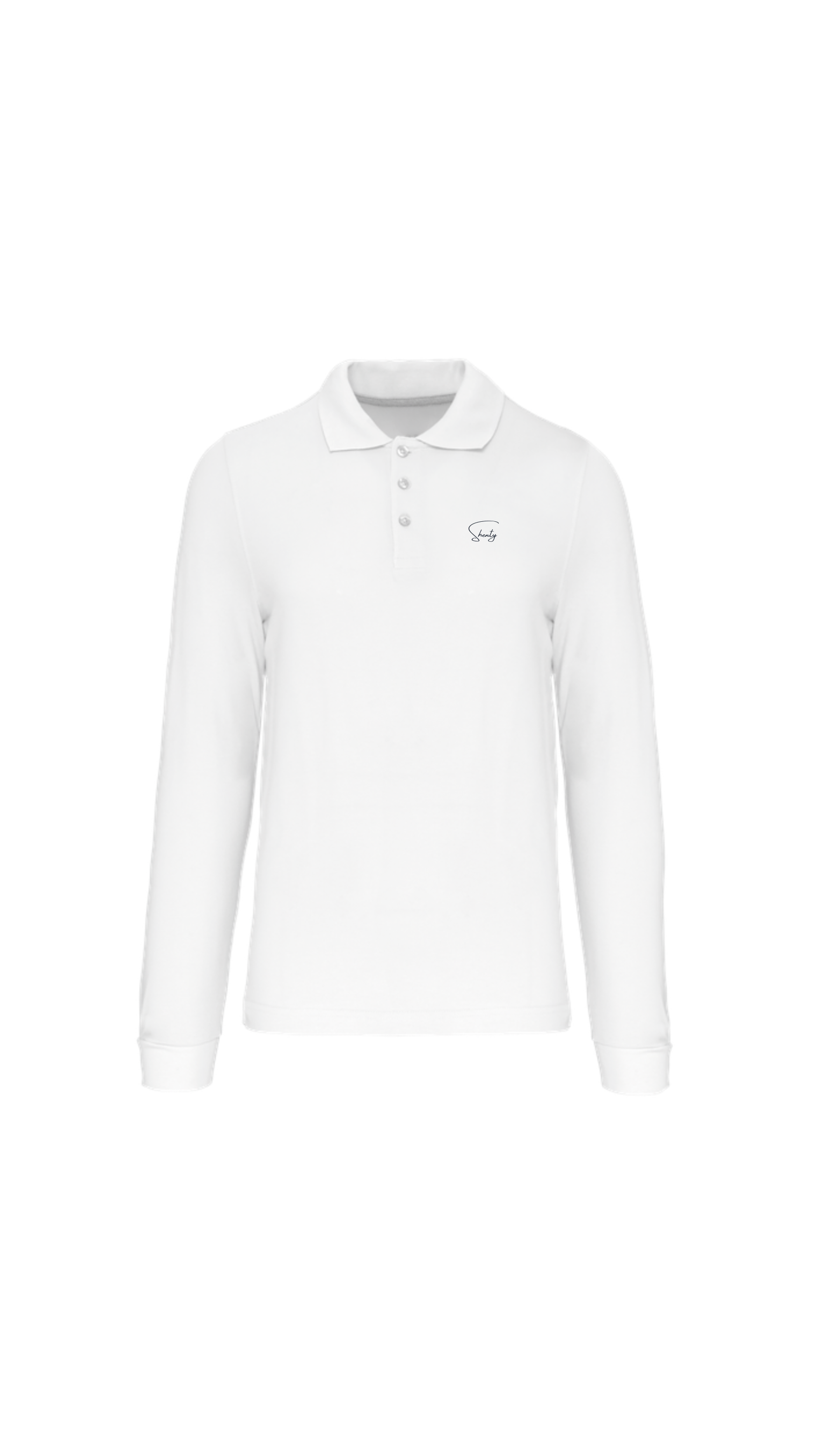 Organic Long Sleeve Polo - White