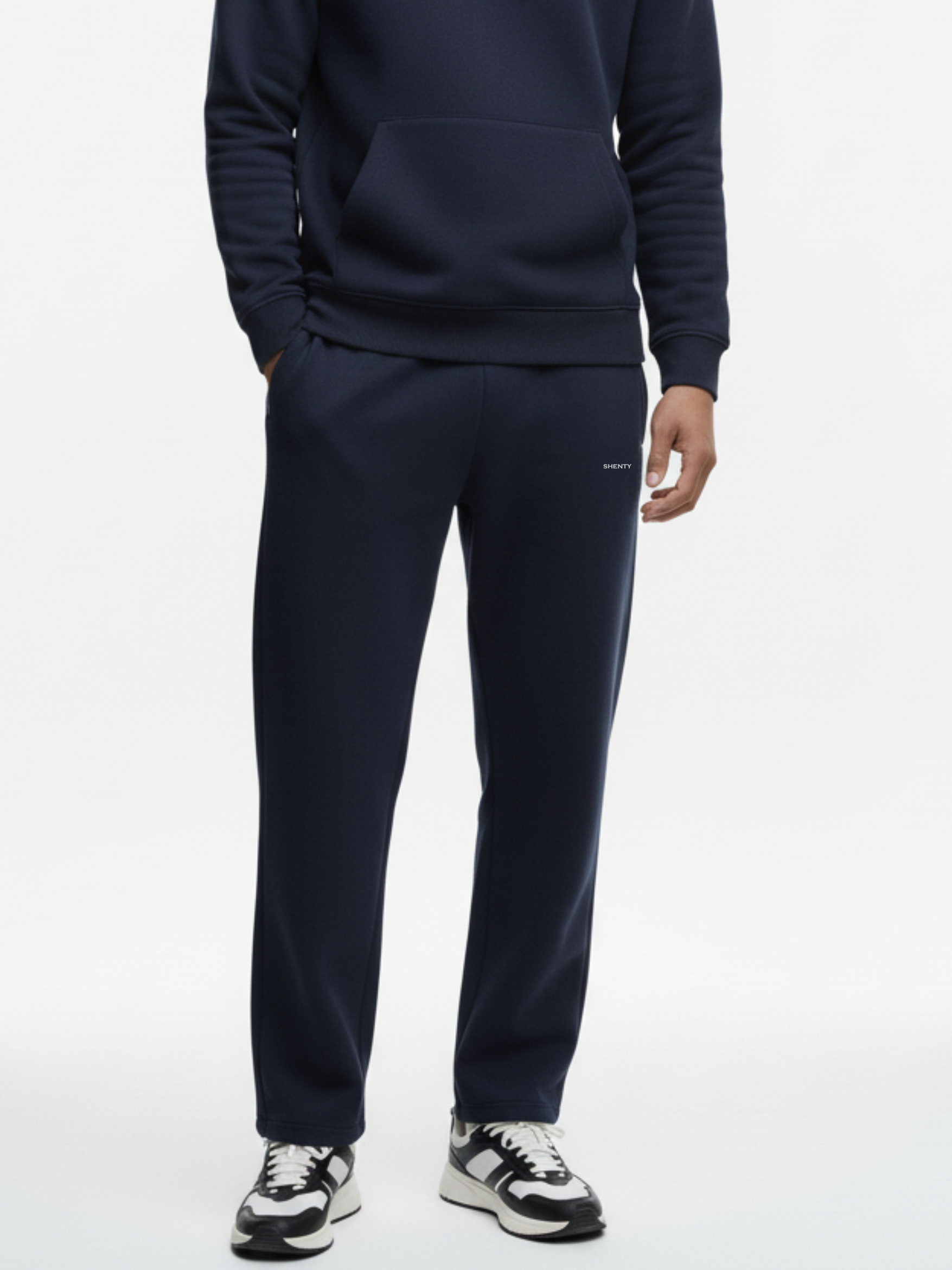 Pantalón de chándal unisex con pernera abierta en algodón orgánico - Negro | shenty