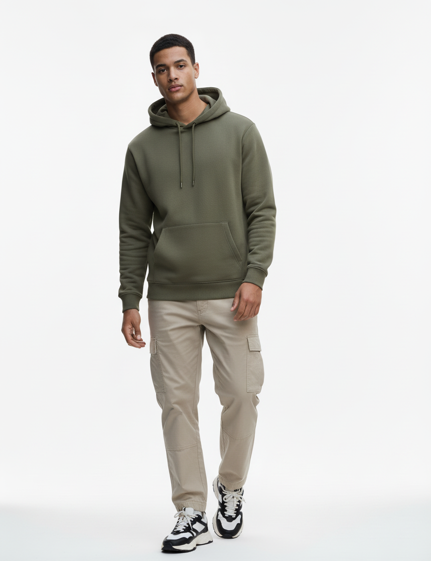 Felpa Recycled con Cappuccio - Olive Dust | Shenty