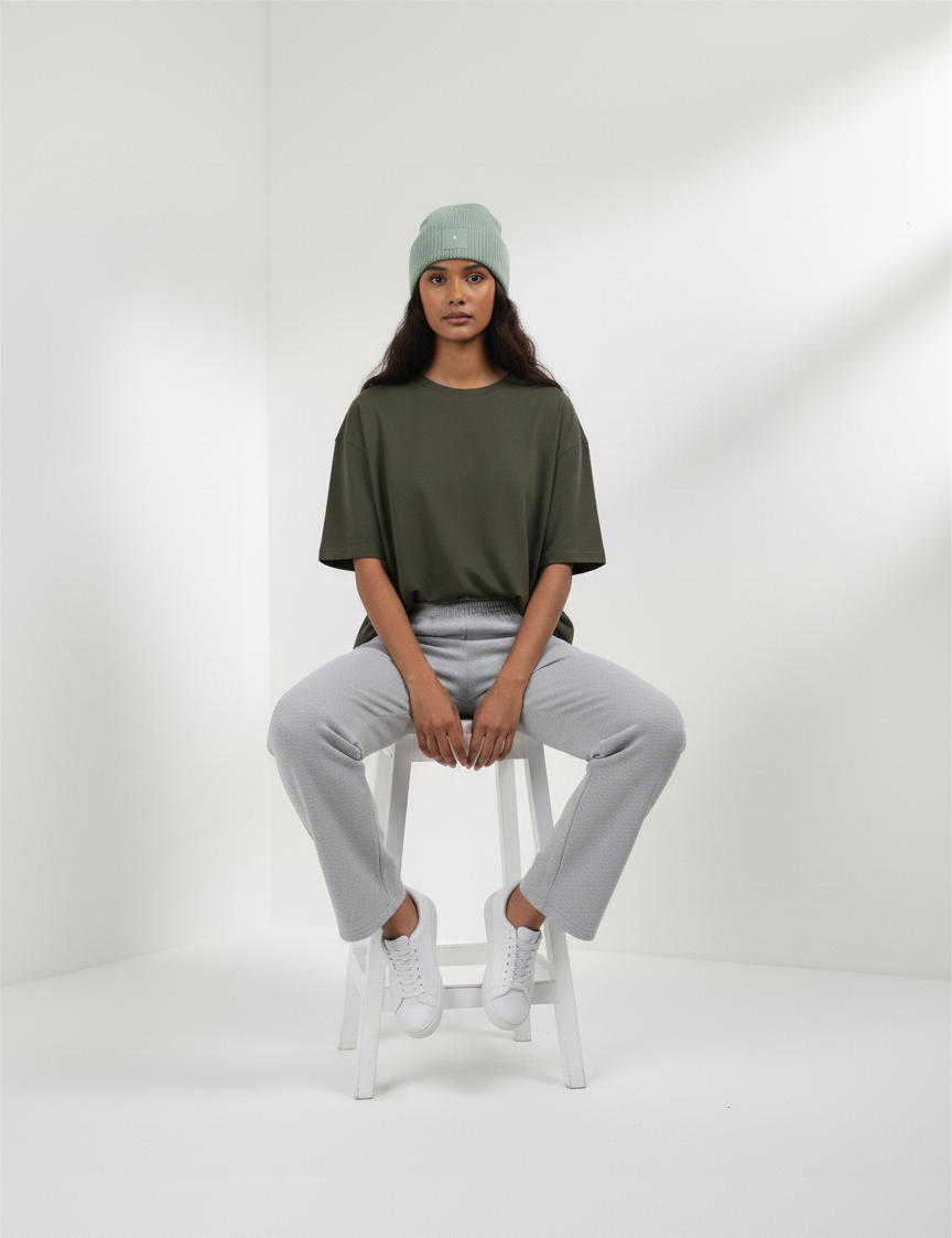 T-shirt Oversized in Cotone Biologico - Olive Dust | Shenty