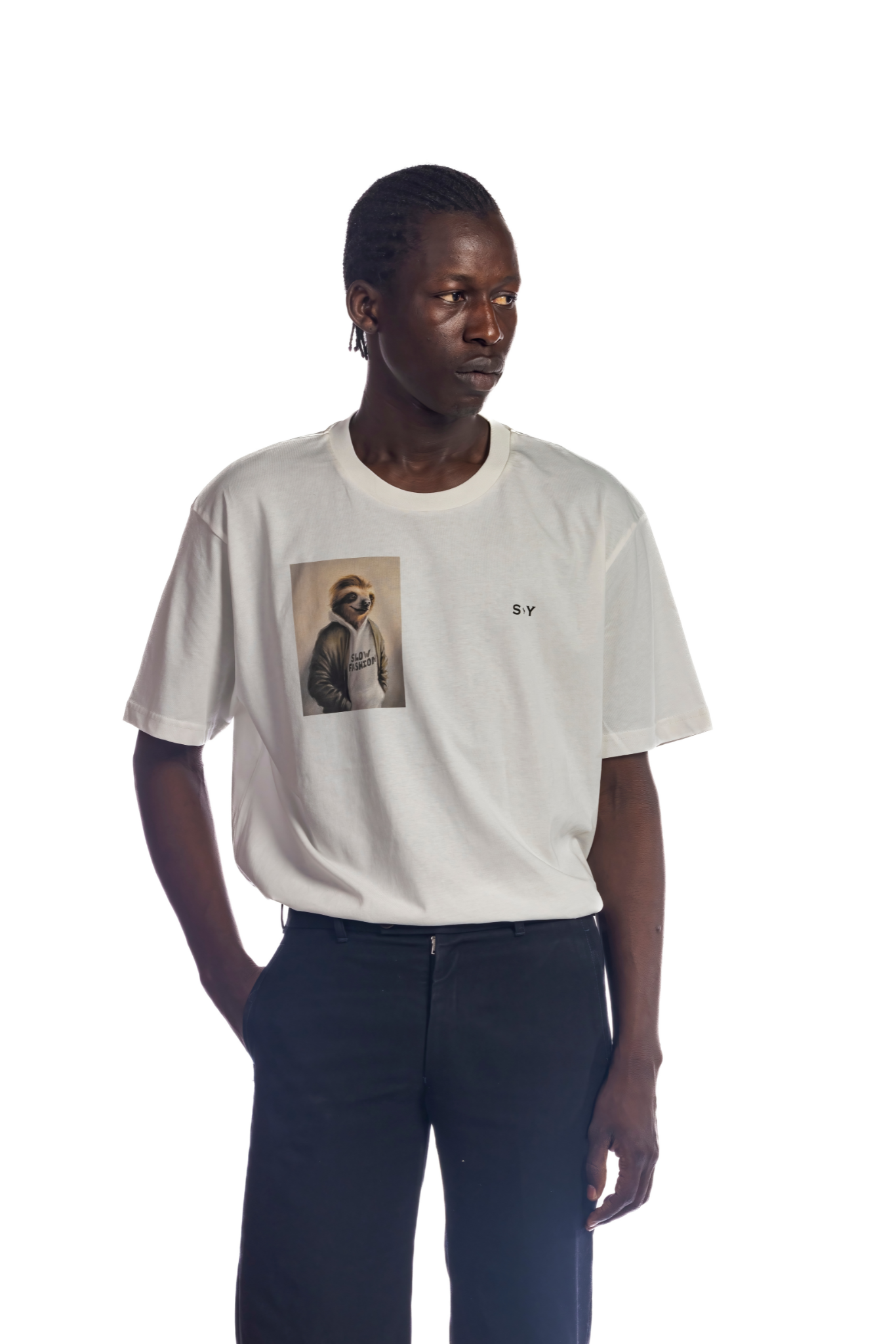 Camiseta Boxy Sloth - Blanco congelado