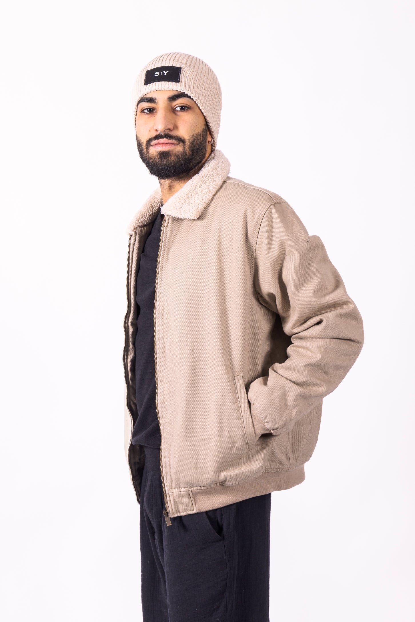 Giacca Aviator unisex Shenty, prodotta con cotone biologico certificato.