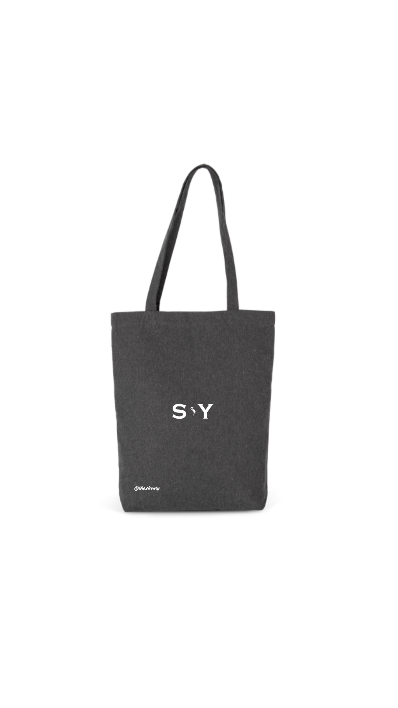 Re Tote bag  grigio scuro in cotone riciclato con logo Shenty stampato al centro