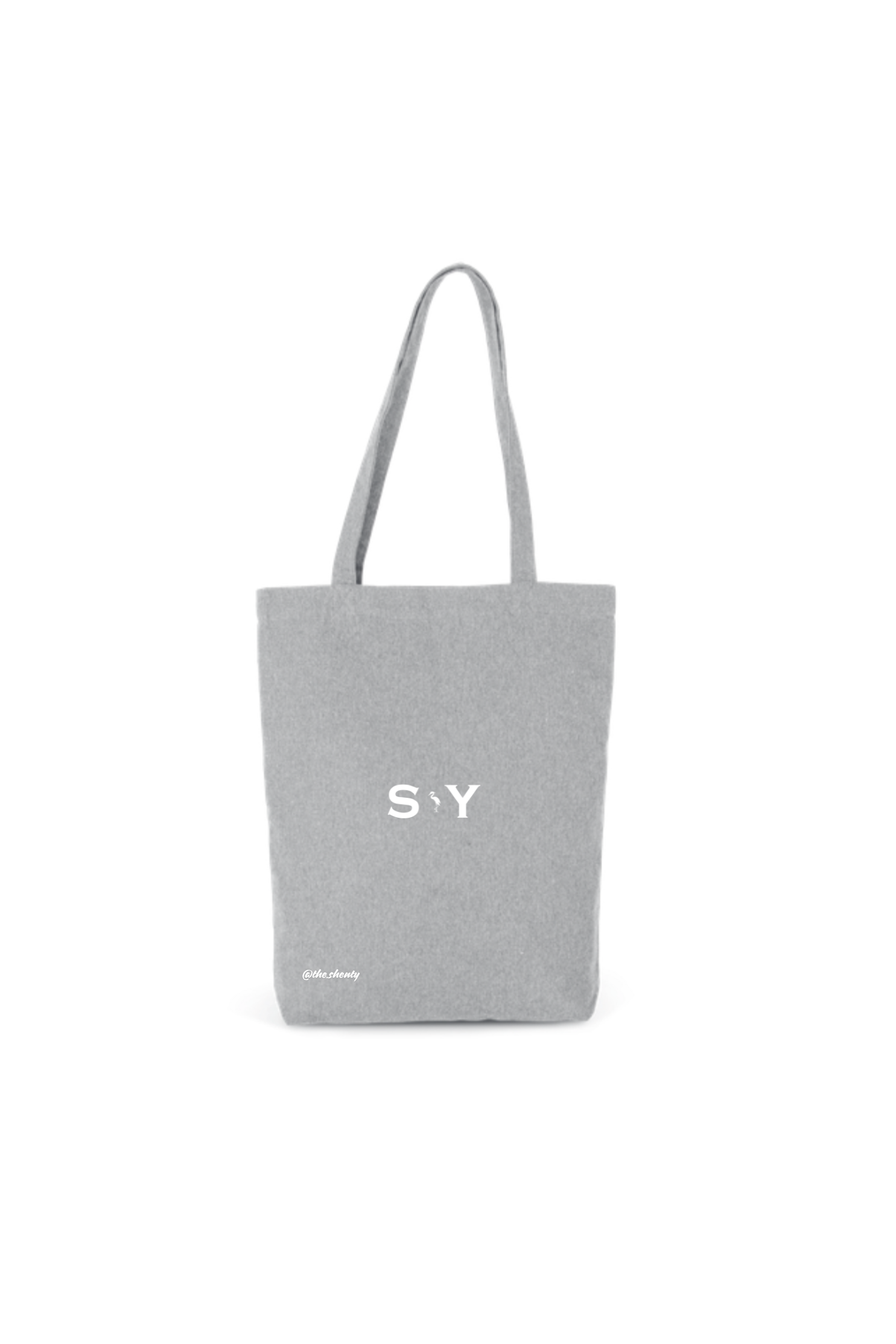 Re Tote bag  grigio chiaro in cotone riciclato con logo Shenty stampato al centro
