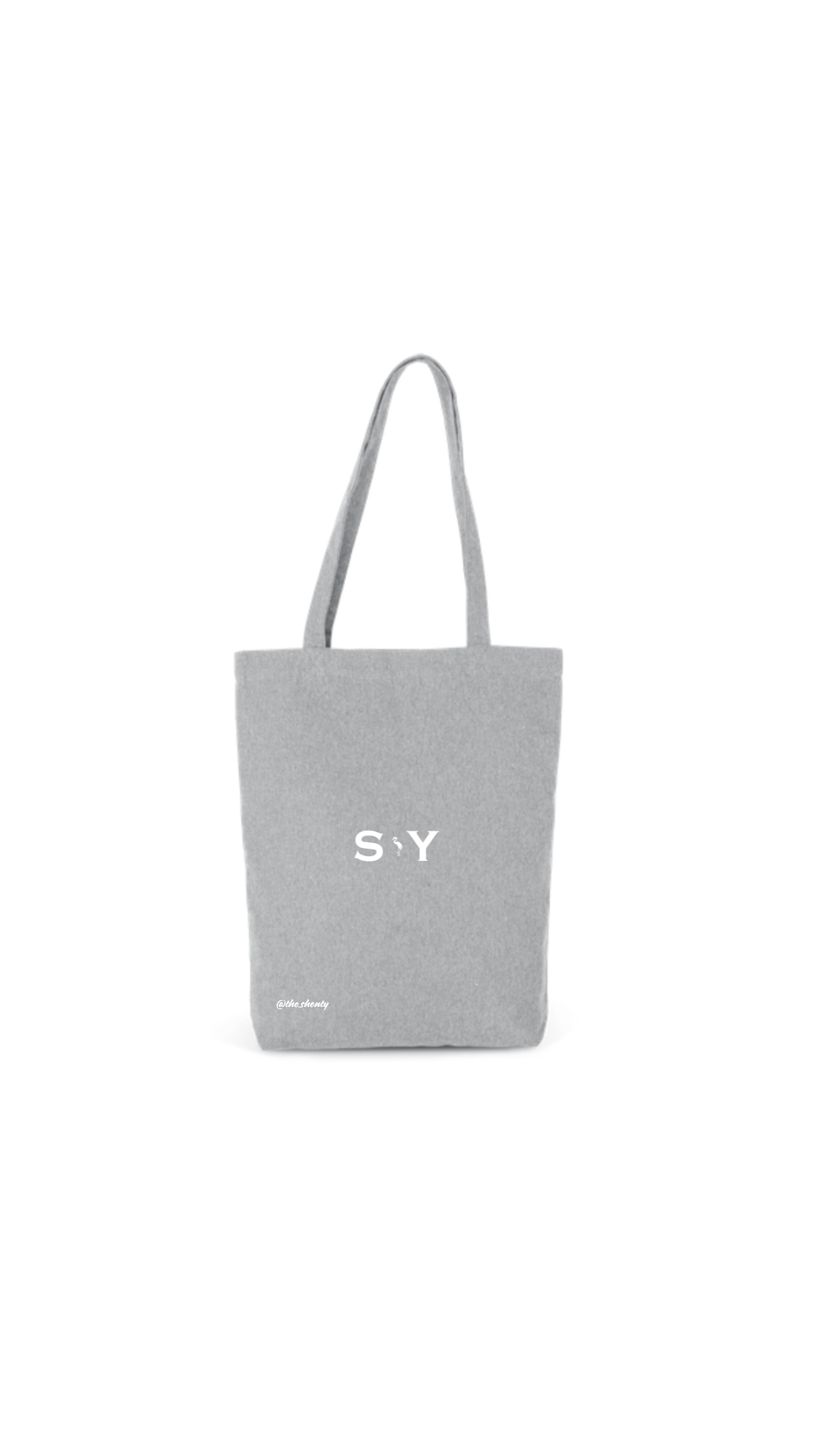 Re Tote bag  grigio chiaro in cotone riciclato con logo Shenty stampato al centro