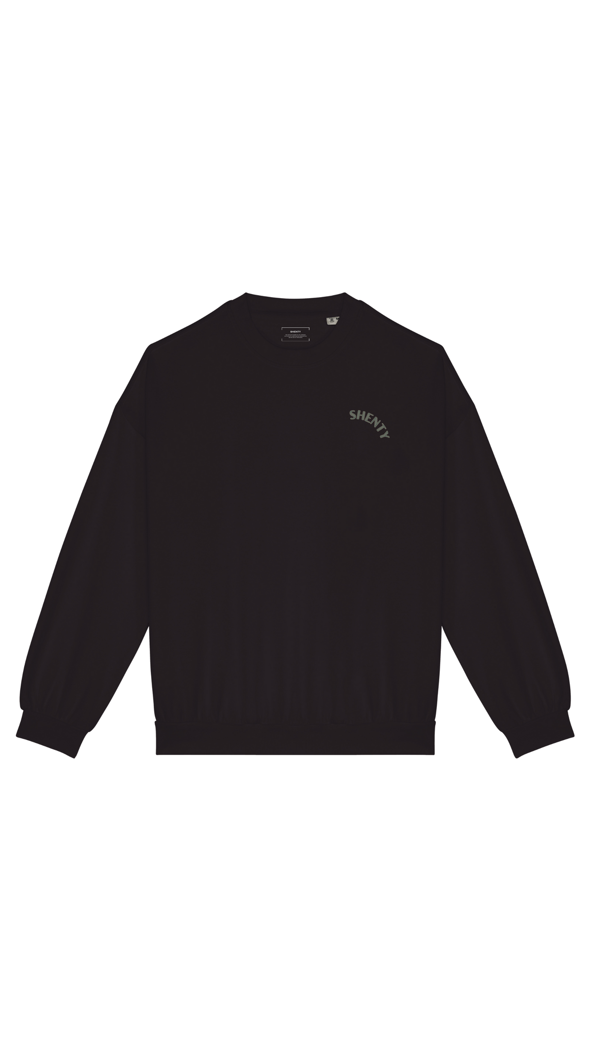 Vista frontale della felpa unisex Shenty, con taglio squadrato e colore sbiadito 'faded'