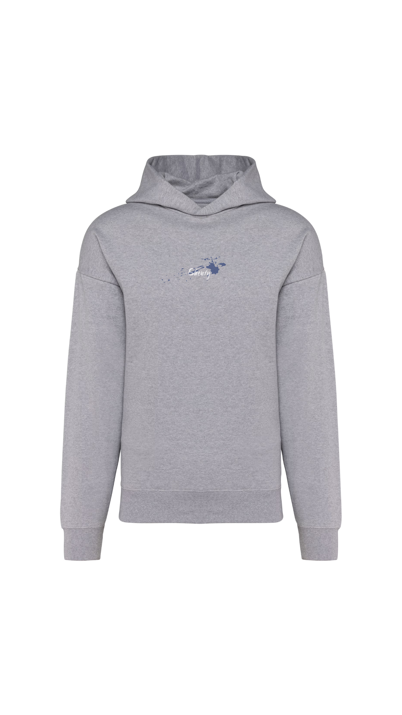 Felpa oversize con cappuccio, in cotone biologico grigio, con stampa 'La notte stellata' sul retro