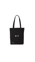 Re Tote bag  nero in cotone riciclato con logo Shenty stampato al centro