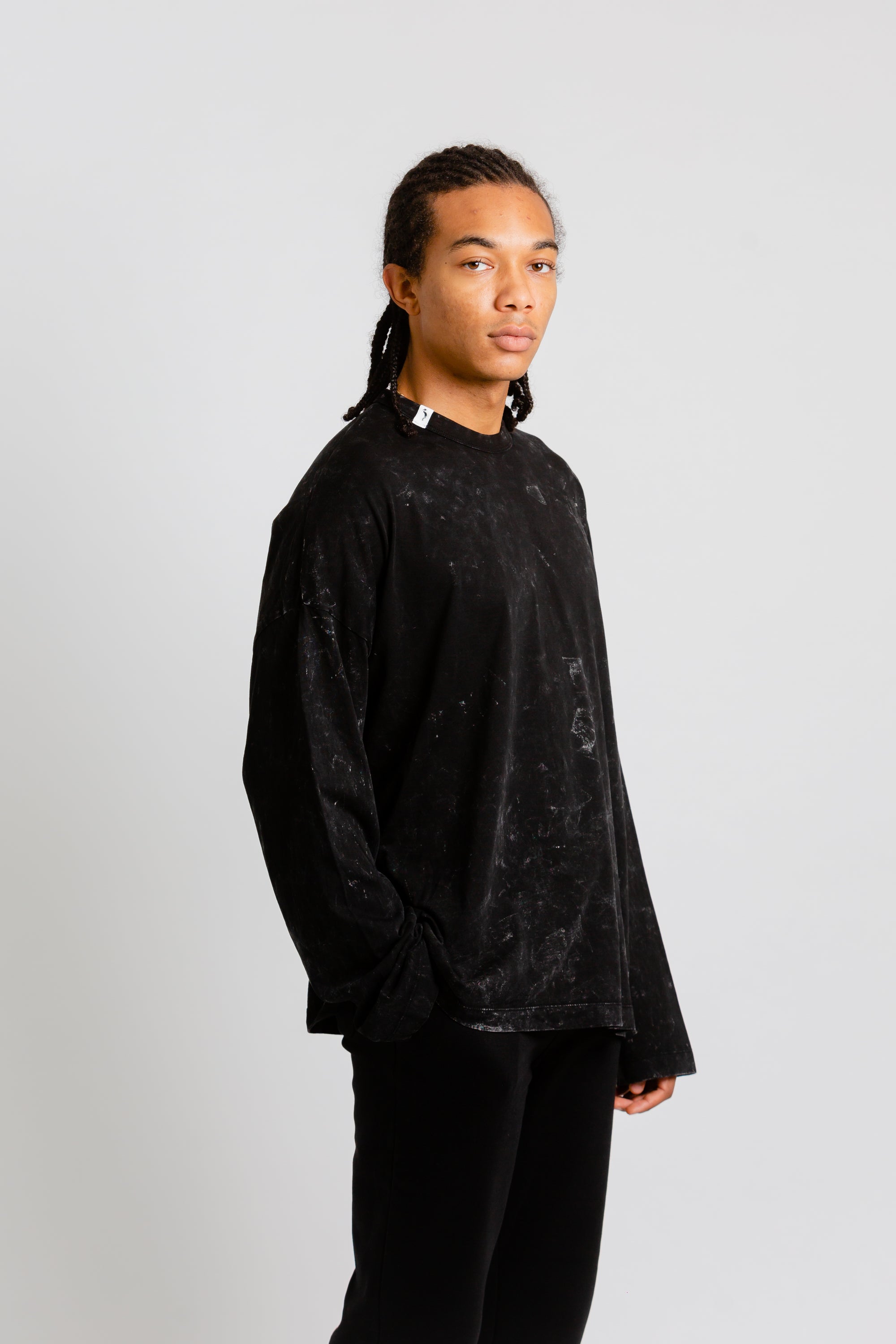 T-shirt cotone organico manica lunga Black Marble 5