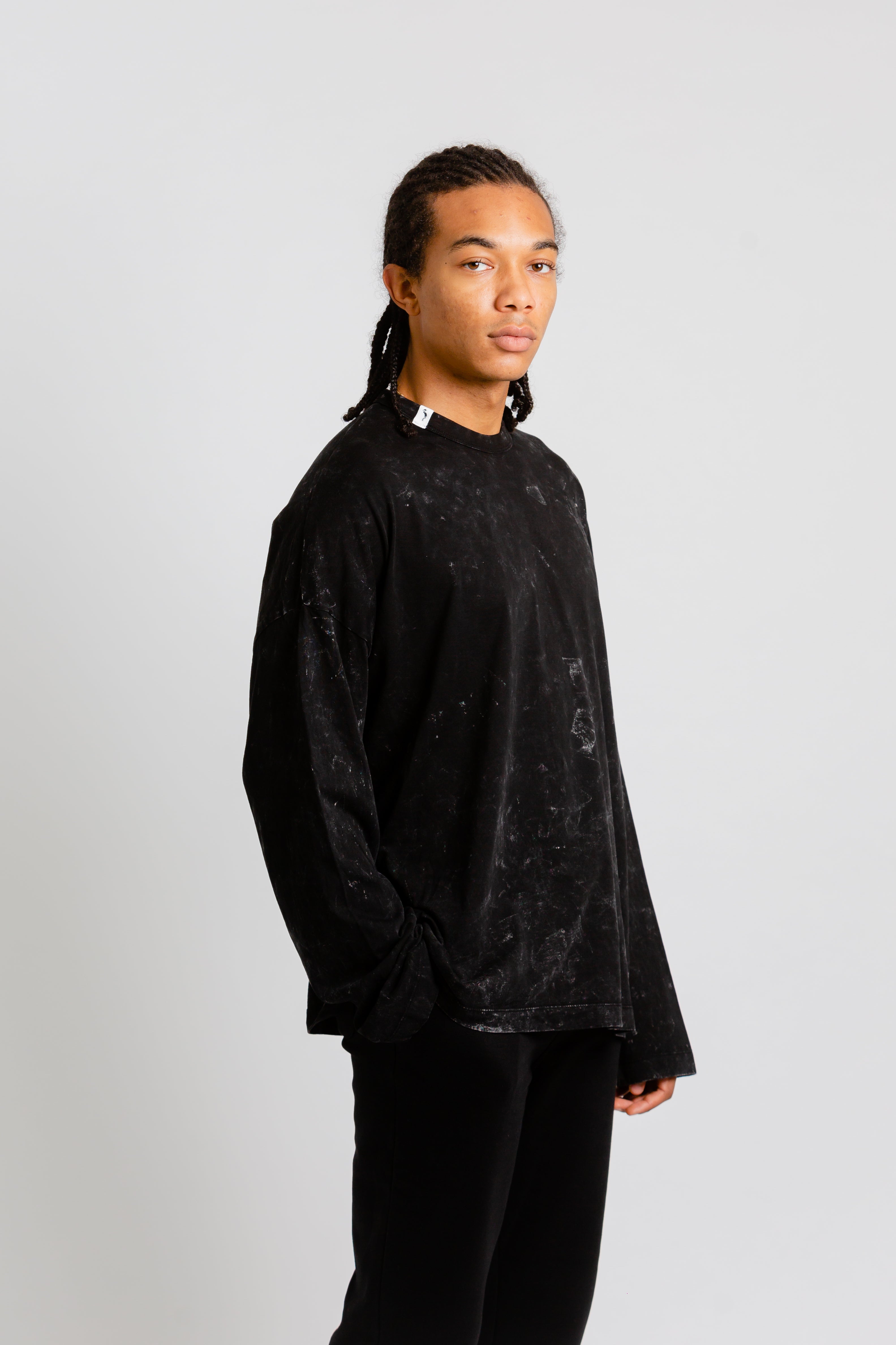 T-shirt cotone organico manica lunga Black Marble 5