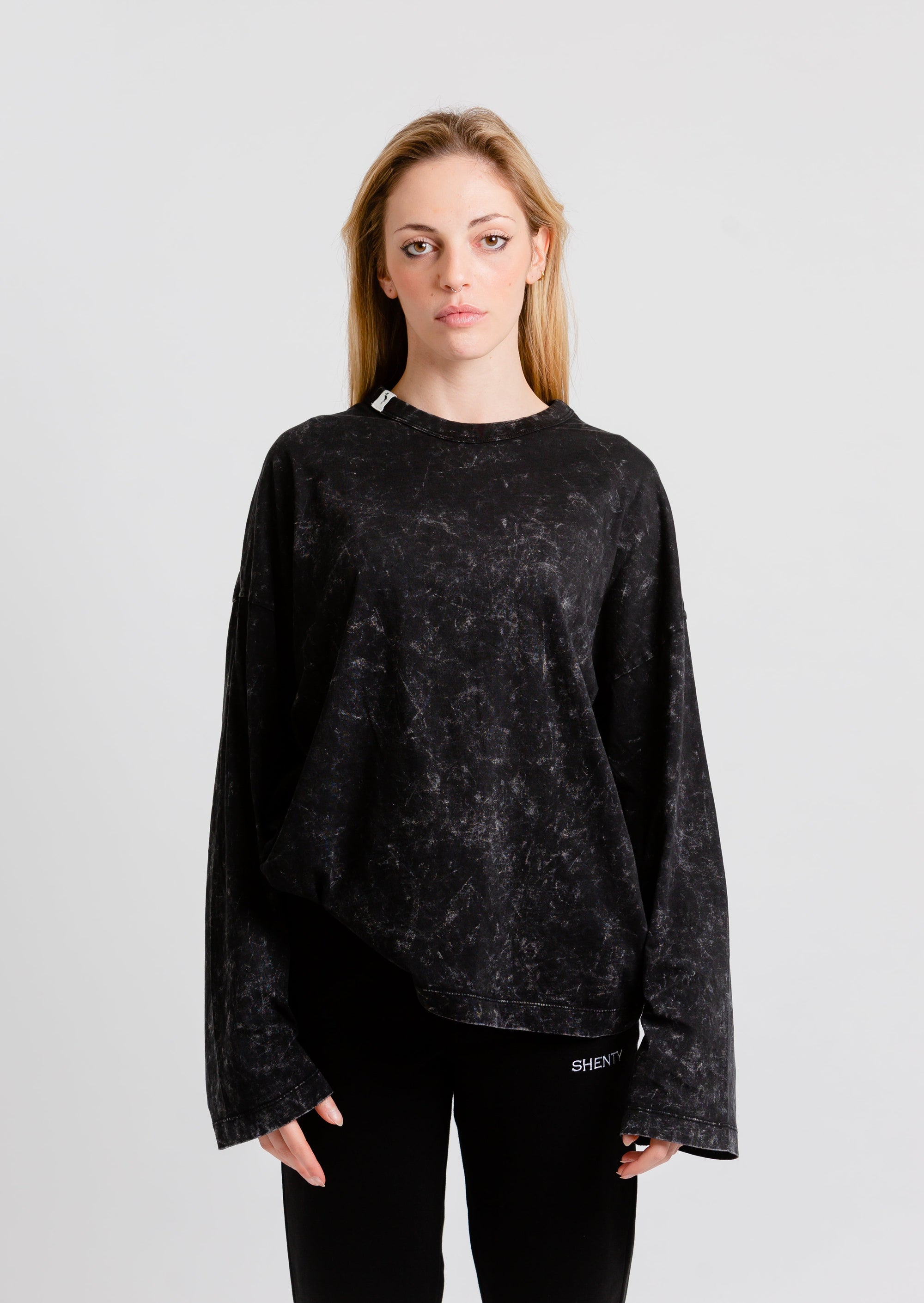 T-shirt cotone organico manica lunga Black Marble 6