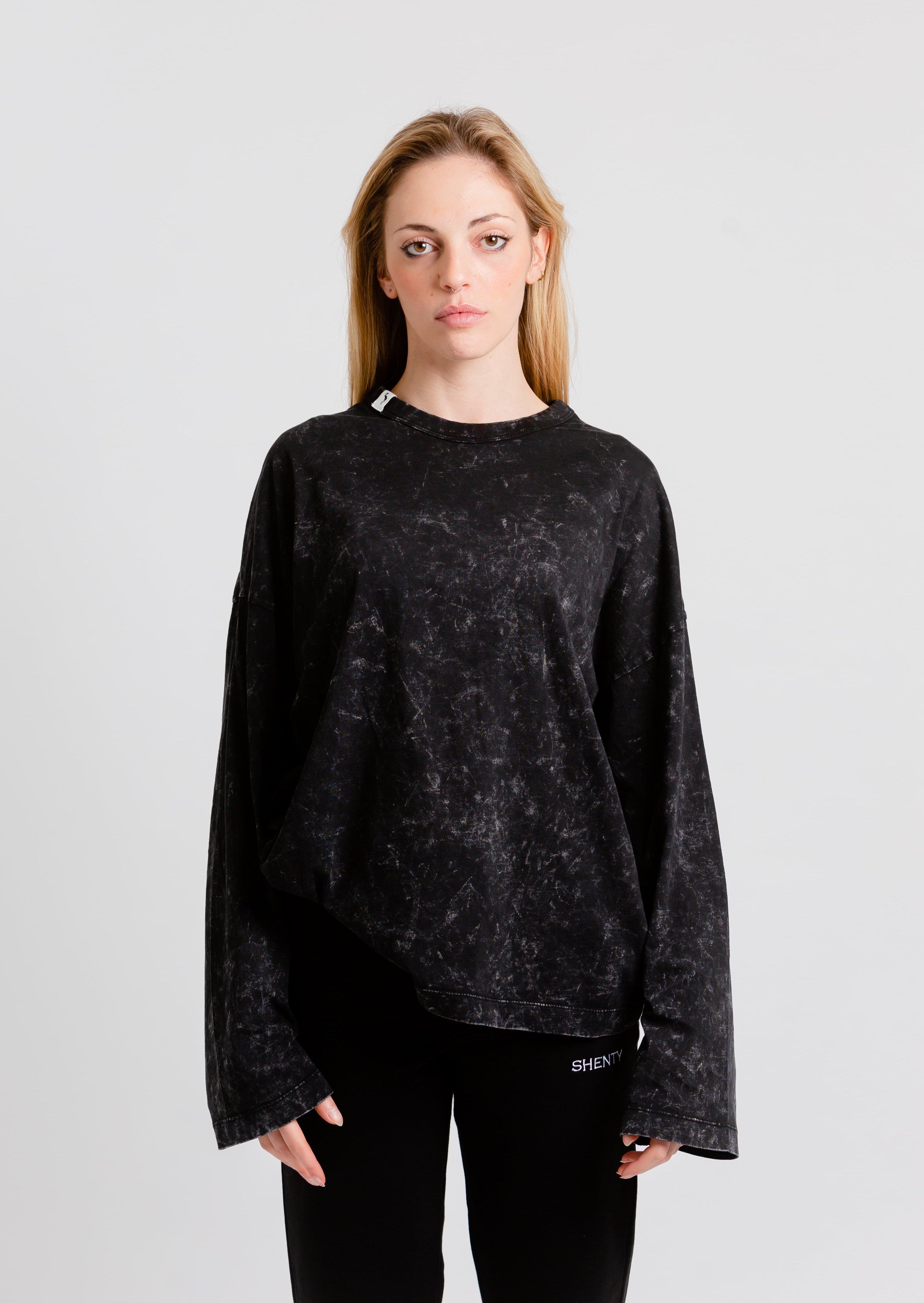 T-shirt cotone organico manica lunga Black Marble 6