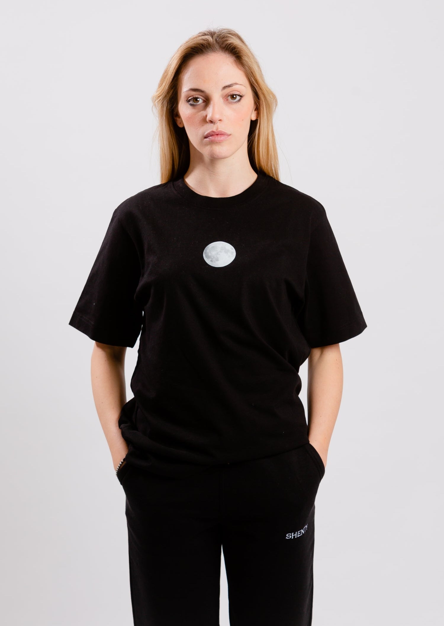 T-shirt cotone organico pesante luna nera 6
