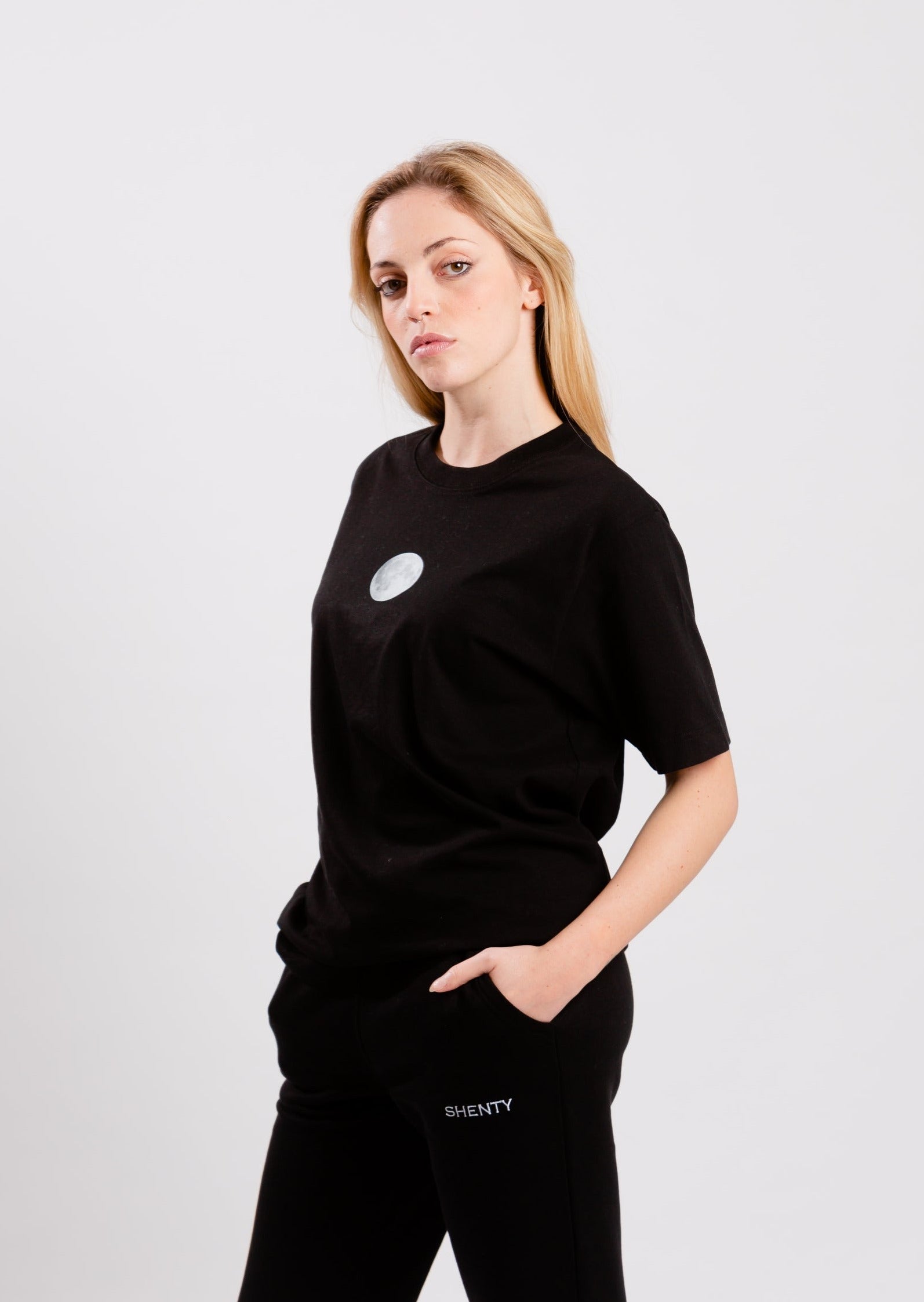 T-shirt cotone organico pesante luna nera 2