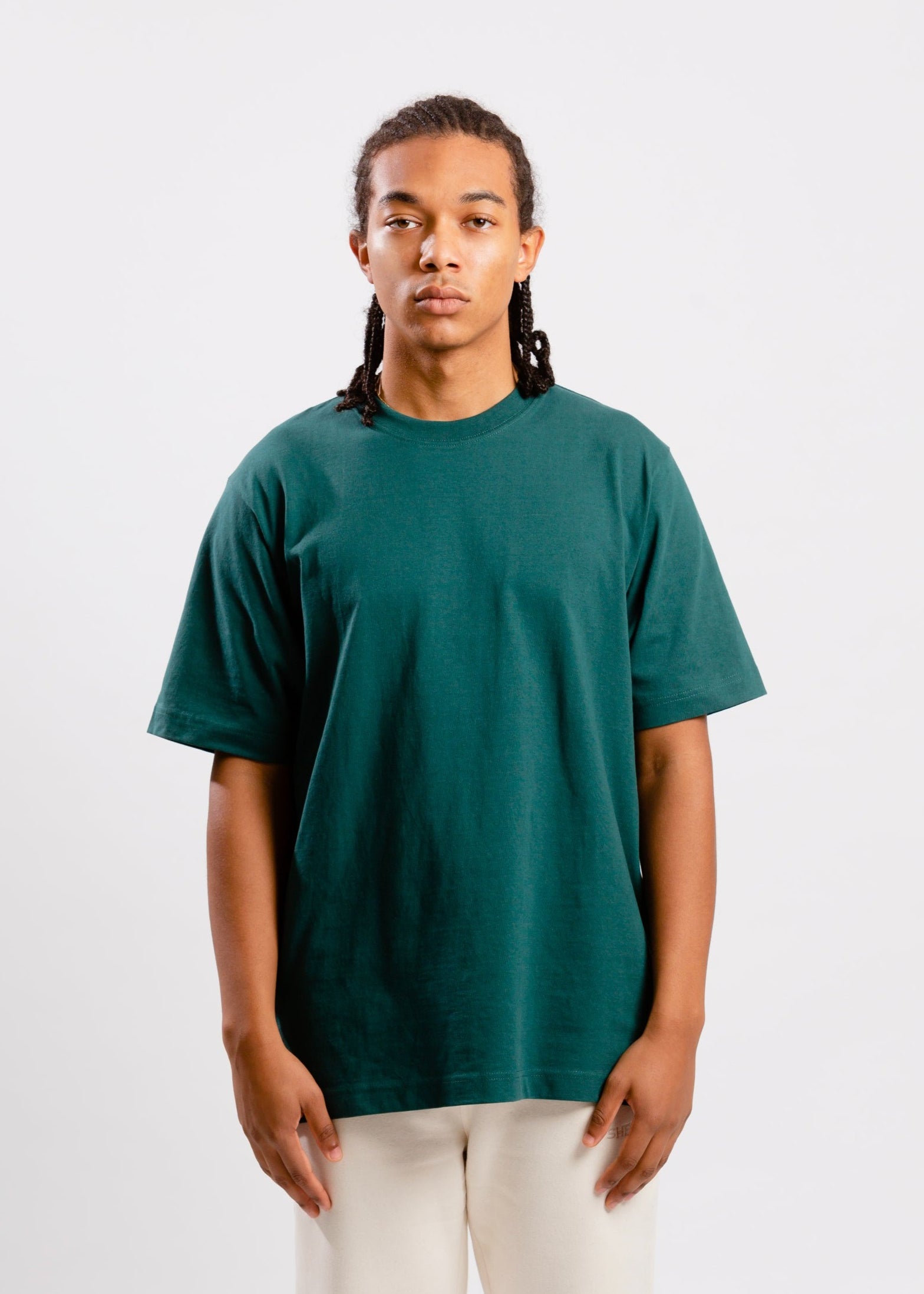 T-shirt cotone organico pesante foglia verde 3