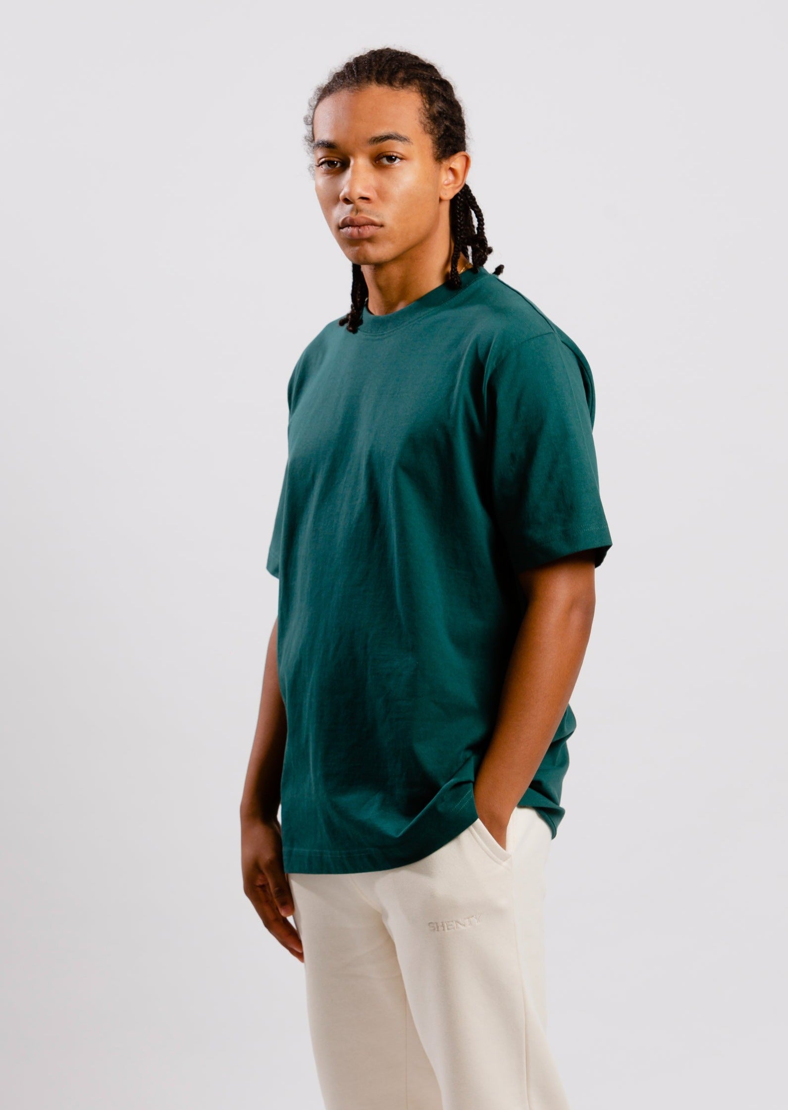 T-shirt cotone organico pesante foglia verde 6