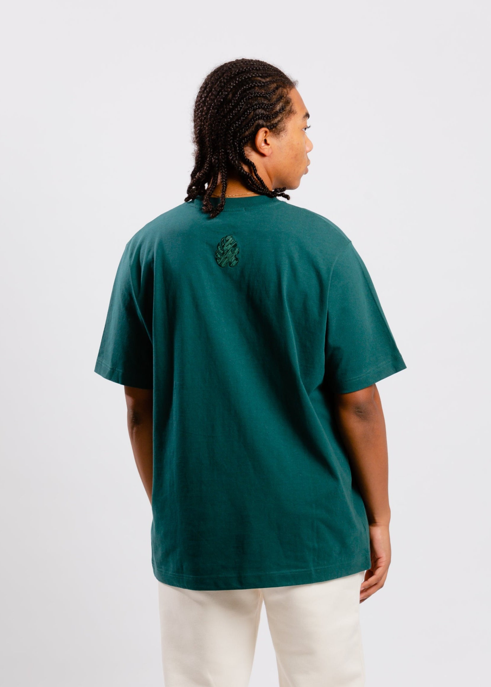 T-shirt cotone organico pesante foglia verde 5
