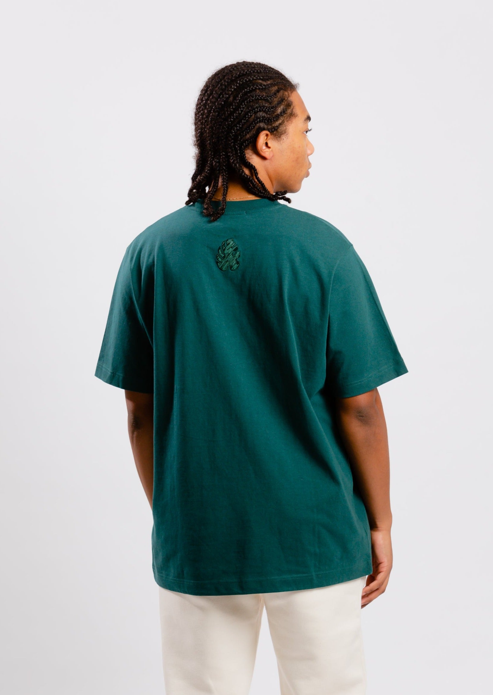 T-shirt cotone organico pesante foglia verde 5