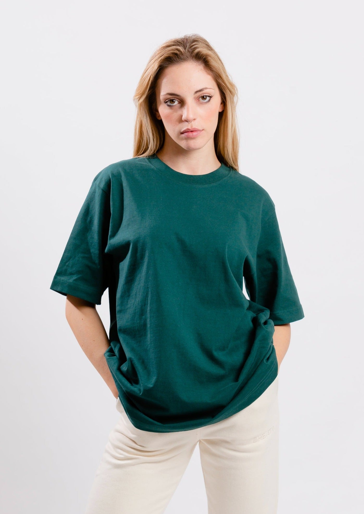 T-shirt cotone organico pesante foglia verde 2