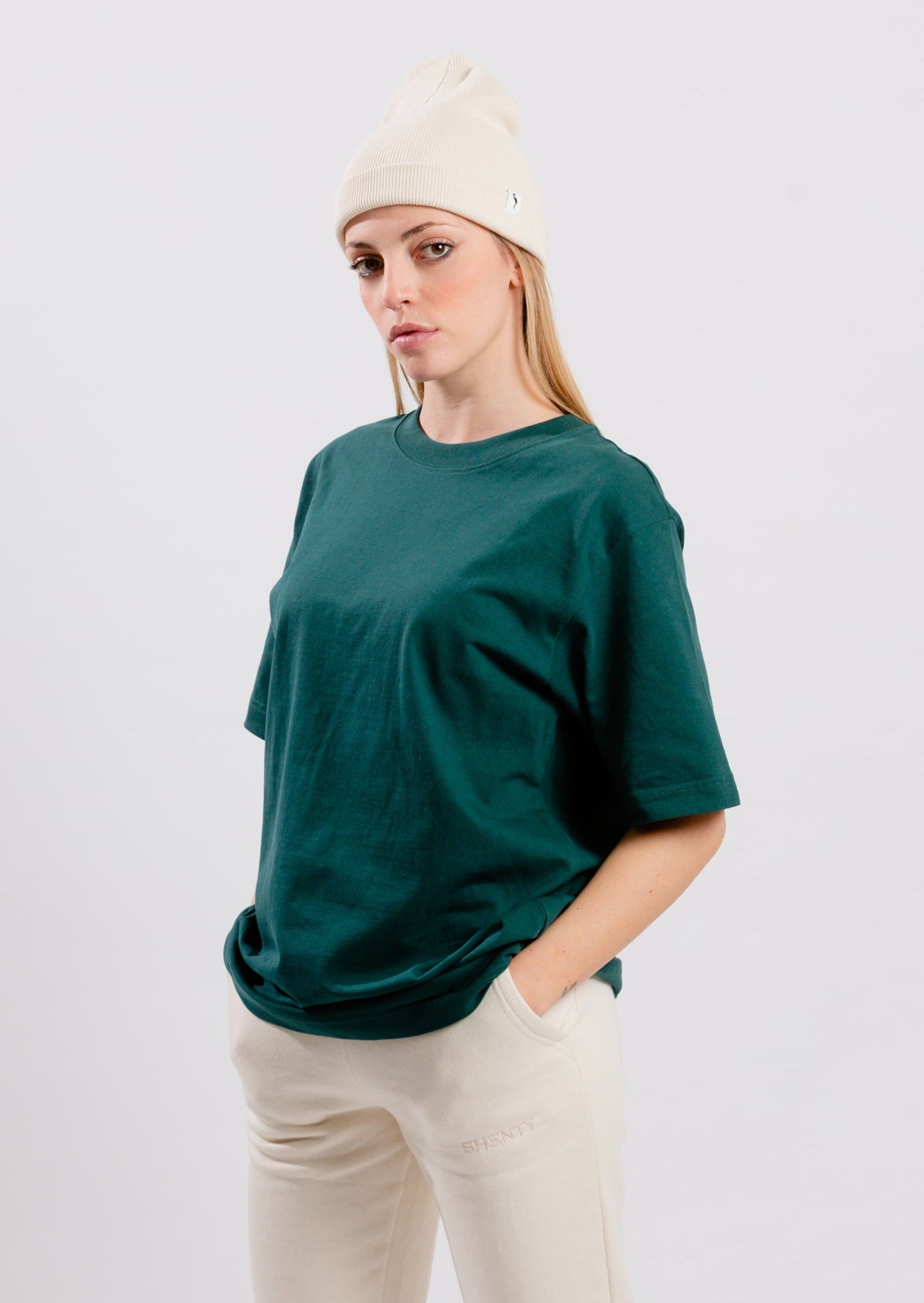 T-shirt cotone organico pesante foglia verde 4
