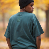 T-shirt cotone organico pesante foglia verde 7